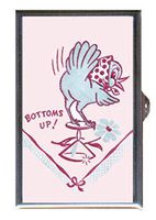 Bottoms Up! Fun Retro Cocktail Napkin Bird Decorative Pill Box