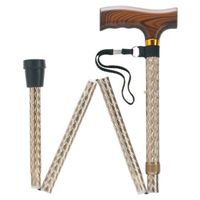 Scallop Etched Folding Cane Color: Brown