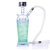 BuBu-Fu Single Hose Hookah, Portable Easy to Clean Simple Disassembly Shisha Hookah Complete Set Glass Cube Hose Hookah Set Durable Small Hookah Arabian Hookah Set,Dgreen