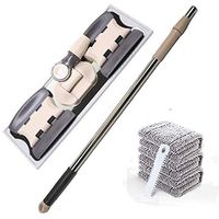 Flat Mop Floor Cleaning Mop for Bucket Dust Swob Magic & Easy & Microfiber Broom Rotating Superfine Fiber Swabs(with Total 4 Cloth)