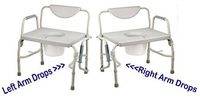 Bariatric 1,000 Lbs Capacity Heavy Duty Bedside Commode W/ Padded Drop Arms & Backrest, Extra Wide Seat. Easy Safe Transfer From Bed Or Wheelchair To Portable Commode. Large Removable Commode Bucket.