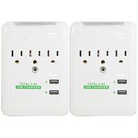 RND Wall Power Station Includes 3 AC Plugs and 2 USB Ports (3.4A Total) with Surge Protection for iPhone iPad Samsung Galaxy LG HTC Moto and All USB Compatible Devices (2-Pack)