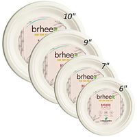 Brheez 6” Heavy Duty Eco-Friendly Plates 100% Natural Sugarcane Bagasse Biodegradable and Compostable - Pack of 60