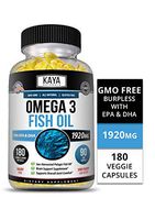 Kaya Naturals Omega 3 Fish Oil, 180 Count Softgels, 100% Pure Sea-Harvested Pelagic Fish Oil with No Fishy Aftertaste (180 Softgels)