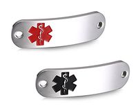 JF.JEWELRY 2-PACK Stainless Steel Medical Alert ID Tag for Medical Bracelet Curved Comfort Design