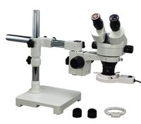 OMAX 3.5X-45X Zoom Binocular Single-Bar Boom Stand Stereo Microscope with Fluorescent Ring Light
