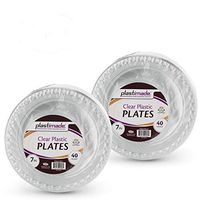 [80 Count] Plastimade 7 Inch Appetizer Plates Clear Disposable Heavy Duty Plastic, Ideal For Wedding, Catering, Parties, Buffets, Events, Or Everyday Use, 2 Packs