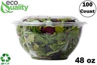 48oz Salad Bowls To-Go with Lids (100 Count) - Clear Plastic Disposable Salad Containers | Airtight, Lunch, Salads, Parfait, Fruits, Leak Proof, Airtight, Fresh, Meal Prep | Rose Bowl Container (48oz)