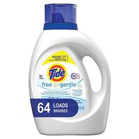 Tide Free and Gentle HE Laundry Detergent Liquid, 64 Loads, Unscented and Hypoallergenic for Sensitive Skin, Free and Clear of Dyes and Perfumes (Packaging May Vary)