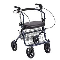 Walkers Aluminum Alloy Double Handrail with Storage Basket Folding Wheel Elderly Disabled Walking Auxiliary Four-Legged Cane 2 Color 58cm85cm MUMUJIN (Color : Blue)