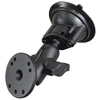RAM MOUNTS (RAM-B-166-A-202U Twist Lock Suction Cup with Short Double Socket Arm and Round Base Adapter That Contains The Amps Hole Pattern ; Overall Length: 5.44"