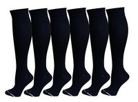 6 Pairs Pack Women Dr Motion Graduated Compression Knee High Socks (Black)