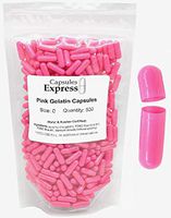 Capsules Express- Size 0 Pink Empty Gelatin Capsules 500 Count - Kosher and Halal Certified - Gluten-Free Pure Bovine Gelatin Pill Capsule - DIY Powder Filling