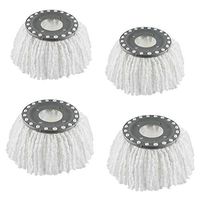 4 Premium Replacement Mop Heads Refills for Universal 360° Spin Magic Mop, Hurricane Compatible Standard Replacement Round Spin Mop Heads Microfiber （White）