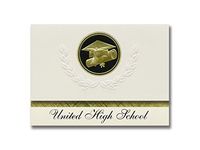 Signature Announcements United High School (Hanoverton, OH) Graduation Announcements, Presidential style, Basic package of 25 Cap & Diploma Seal. Black & Gold.