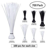 700-Pack Wire Ties in Black&White - 4+6+8+14.6 Inch Self-Locking Nylon Heavy Duty Zip Ties - for Home/Office/Garage/Workshop