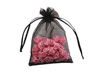 8 x 12 Inch 100 Drawstring Bags Gold Silver Fabric Jewelry Gift Pouch Candy Pouch Wedding Favors (Black)