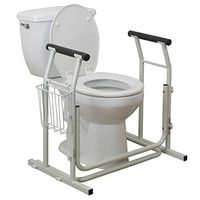 Toilet Safety Frames & Rails with Adjustable Height Bathroom Potty Safety Assist Frame w/Grab Bars & Stable Support Railings for Elderly, Senior, Handicap & Disabled