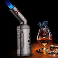 Jet Torch Cigar Lighter, Quad Jet Flame Adjustable Butane Refillable Cigarette Lighter (4 Jet Torch)