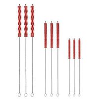 ALINK Drinking Straw Cleaning Brush Kit - 3 Size 9-Piece Straw Pipe Cleaner for Multiple Size Metal/Silicone/Glass/Stainless Steel Straws - Red