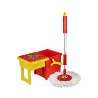 MOP Spinning and Bucket Cleaning Set with Drawer Retractable Storage Hangable Red Head2