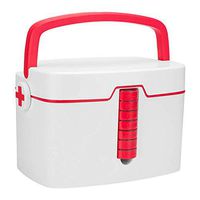 Emergency Medicine Box Storage - Portable First aid Kits Organizer Empty Pill Case Medical Suppliers Collection Container with Lock for Home Use Household Healthcare 14.2” L× 13.4”W × 9.1H” (Red)