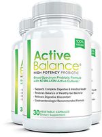 Active Balance: Maximum Strength Acidophilus Probiotics with Prebiotics | Digestive Enzymes with 50 Billion CFUs, Shelf Stable, Acid & Bile Resistant for Optimal Gut Health, 3 Bottles, 30 Caps Each