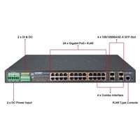 PLANET Industrial L2+ 24-Port 10/100/1000T 802.3at PoE + 4-port shared 100/1000X SFP Managed Switch (-40~75 degrees C) / IGS-5225-24P4S /