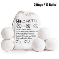 Wool Dryer Balls by Homstek, 12 Pack, XL Size Premium Reusable Natural Fabric Softener, Reduce Clothing Wrinkles and Static, Shorten Drying Time