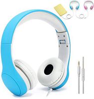 Kids Headphones, Abonda Max 93dB Foldable On-Ear Headphones with Mic, Volume Limited Wired Earbuds Headphones for Kids,Passive Noise Reduction,Boy，Blue
