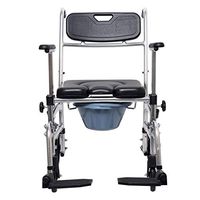 Bedside Commode Toilet Chair, Wheelchairs High Back Reclining, with Drop-Arm and Safety Frame, for Adults, Handicap, Elderly