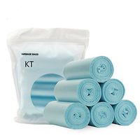 Trash Bags.KT 4 Gallon Garbage Bags innovative HDPE Polyethylene non-toxic health high-end garbage bags (5 Rolls/150 Counts Blue)（Suitable for home and office）
