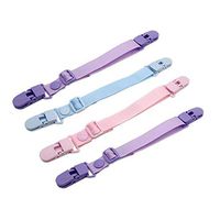 4PCS Solid Color Adjustable Napkin Clip Neck Strap Bibs Clip Clasp Holder Lanyard Saliva Clamp Pinafore Fixation Clip Towel Apron Bibs Chain for Elderly Adult Baby Color Random