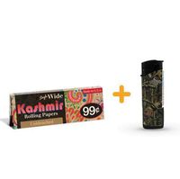 Kashmir Rolling Papers - Unbleached Single Wide (24) with LED Lighter