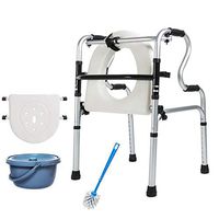 LCJ Folding Walker Seniors Walking Frame - Wheeled Walking Aid Old Man Walking Stick,Thick Aluminum Alloy Rehabilitation Auxiliary Mobility Aid for Handicap