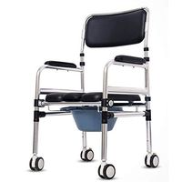 Upgraded Aluminum Alloy Thickened Flat Tube Portable Bedside Commode Aluminum Shower Chair for Toilet with Wheels Adjustable Height for Adults Handicap Elderly