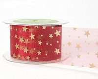 Berwick Offray Organza Ribbon 2 1/2 X 10 Yards (Red Gold Stars)