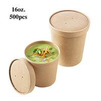 SWEET FLAVOR - 500 ct - Disposable Eco-Friendly Kraft Soup Container 16 oz. Ideal for Soup and ICE Cream. to GO Container for Food Lid Sold Separately -