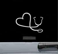 Stethoscope heart Vinyl Decal Sticker (SILVER)