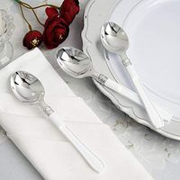 Efavormart 125 Pieces - 7" White Handled Plastic Spoon for Wedding Party Banquet Events Candy Buffets - Antique Collection
