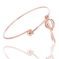 Aromatherapy Essential Oil Diffuser Lava Stone Bracelet Vintage Key Cage Locket Adjustable Rose Gold Bangle