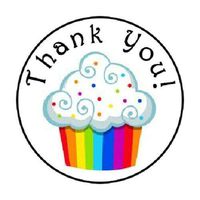 HotSaleStore Sticker Seals 48 Thank You Cupcake #6 Envelope Seals Labels Stickers 1.2" Round
