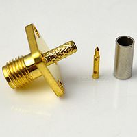RP SMA Female Jack 4 Hole Flange Crimp for RG174 RG316 RF Coax Connector Adapter