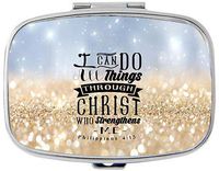 I Can Do All Things Custom Silver Stylish, Slim Design Pill Box Holder，Rectangle Medicine Vitamin Organizer Pill case