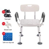 PILIBEIBEI Heavy Duty Shower Chair with Back and Arms, Seat Height Adjustable Non Slip Tub Safety Aluminum Frame for Disabled, Seniors & Elderly