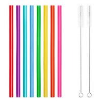 Reachs Silicone Straw Reusable Medium Straws for 30 & 20 oz Yeti/Ozark/Rtic, 8 Straight + 2 Cleaning Brushes (8 Straight)
