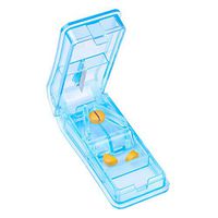 Flexzion Pill Splitter & Tablet Cutter, 2-in-1 Medicine Tablet Vitamin Cutting Tool w/ 2 Storage Compartments/Small Pill Box Containers, Mini Pill Chopper Travel Case, for Kids Adults Pets, Light Blue