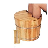 ERHANG Foot Tub, 30cm Foot Tub Foot Tub for Soaking Feet Large Thickening Mu Foot Barrel Pine Foot Barrel with Lid Massage Beads,C