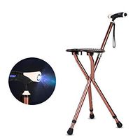 HYXQY-ZY Elderly Aluminum Walker | Non-Slip Lightweight Cane | with Lights and Seat | Easy to Clean|Mobile Auxiliary Frame for Obstacles (Color : Brown)