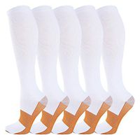 Copper Compression Socks for Women and Men(20-30 mmHg) - Best Medical for Running, Athletic, Nurses, Pregnancy, Flight, Travel, Circulation & Recovery (White, S/M)